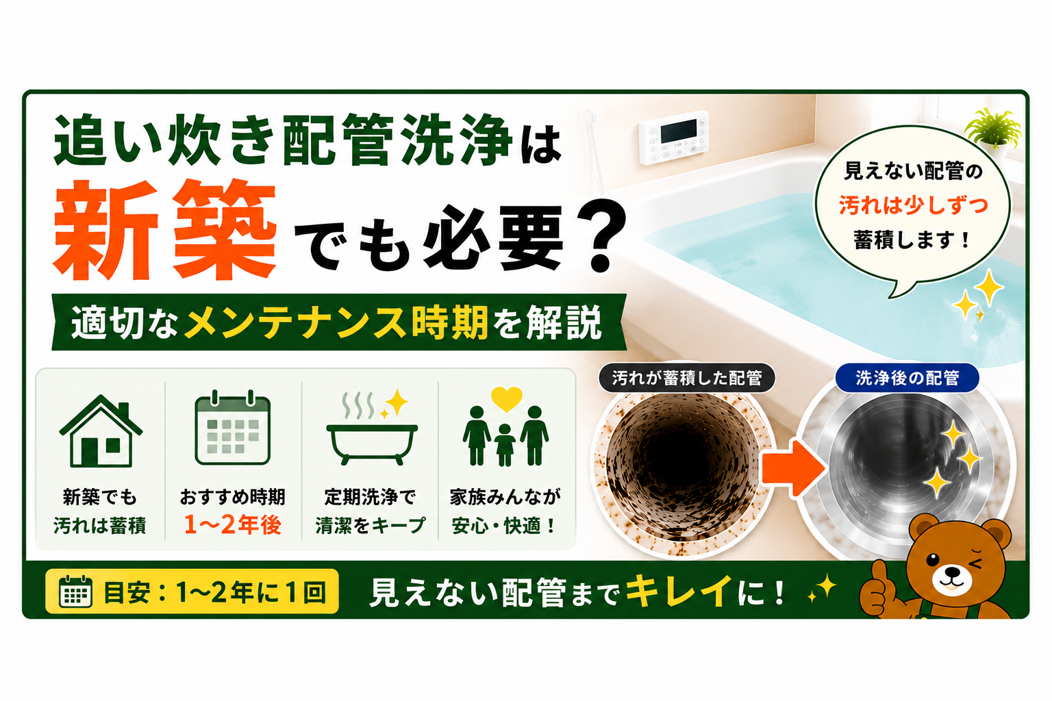 追い炊き配管洗浄は新築でも必要?適切なメンテナンス時期を解説