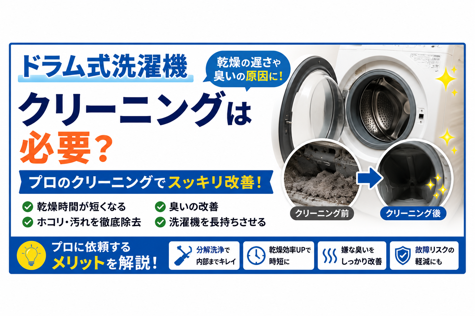 ドラム式洗濯機クリーニングは必要？プロに依頼するメリットを解説
