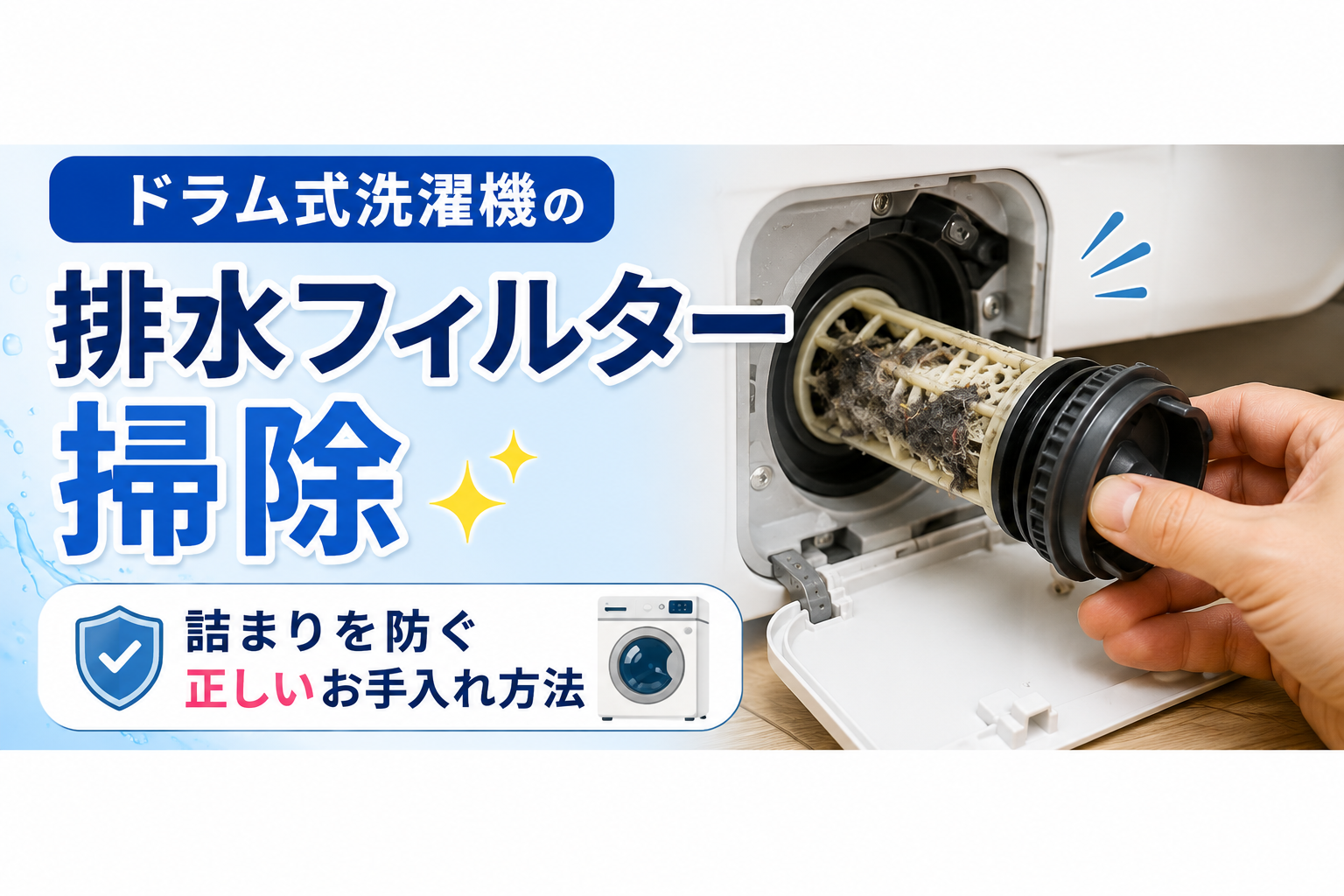 ドラム式洗濯機の排水フィルター掃除｜詰まりを防ぐ正しいお手入れ方法