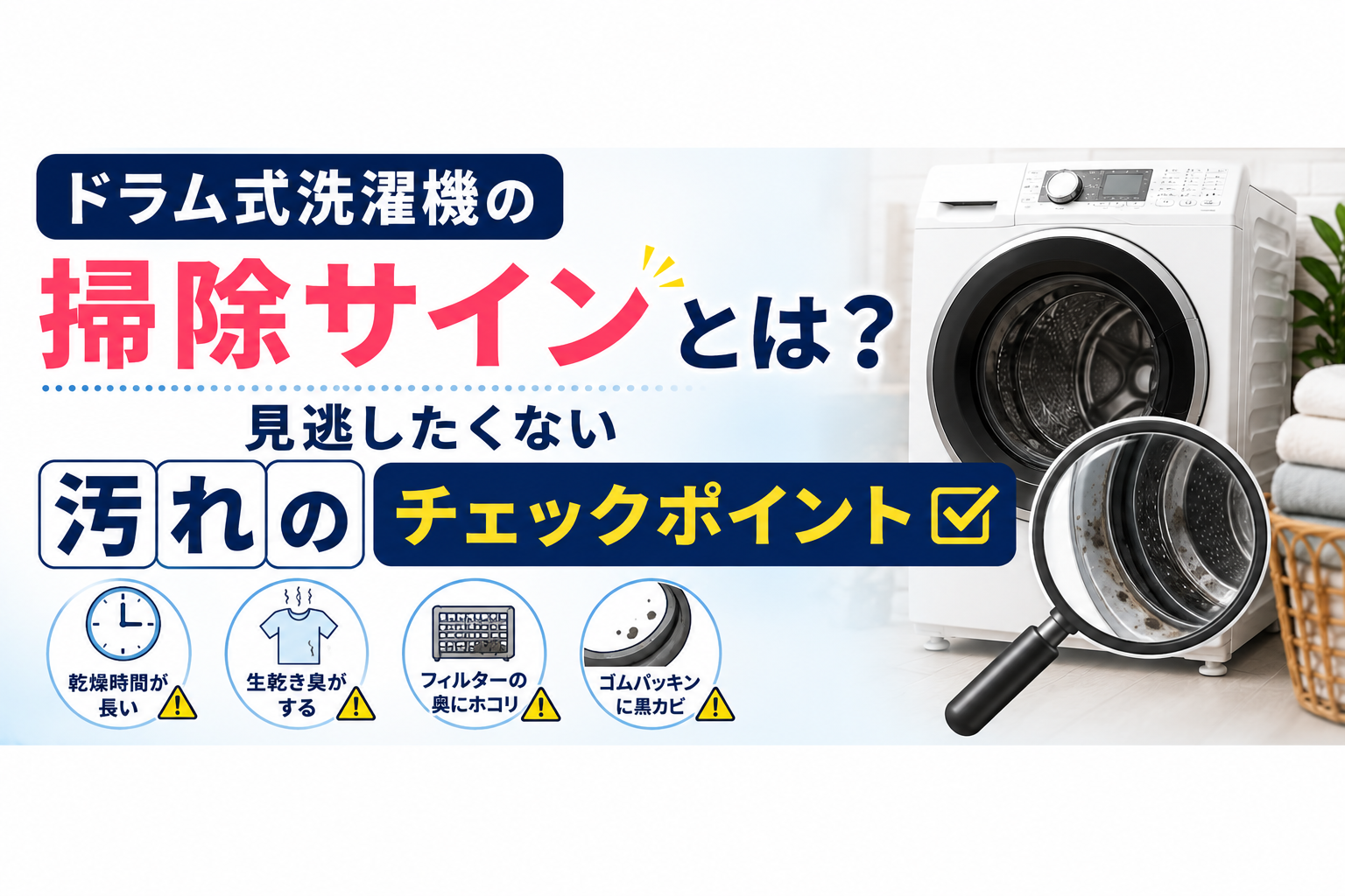 ドラム式洗濯機の掃除サインとは？見逃したくない汚れのチェックポイント