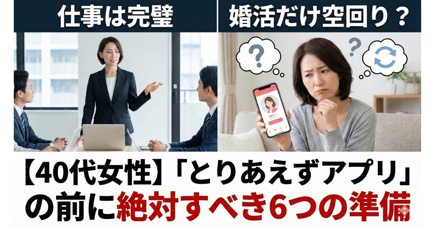 仕事は完璧なのに、なぜ婚活だけ空回り？40代女性が「とりあえずアプリ」の前に絶対すべき6つの準備