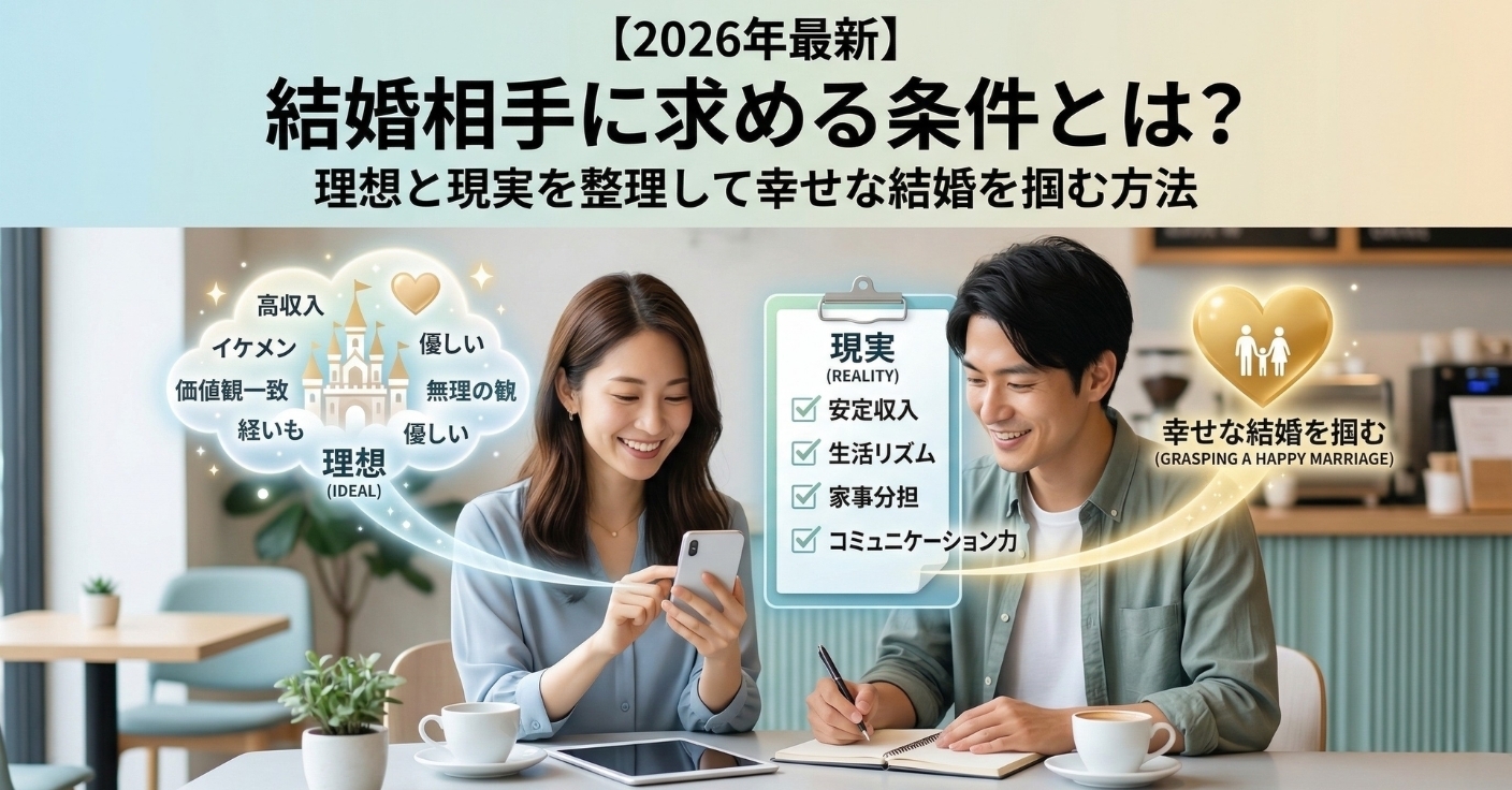 【2026年最新】結婚相手に求める条件とは？理想と現実を整理して幸せな結婚を掴む方法
