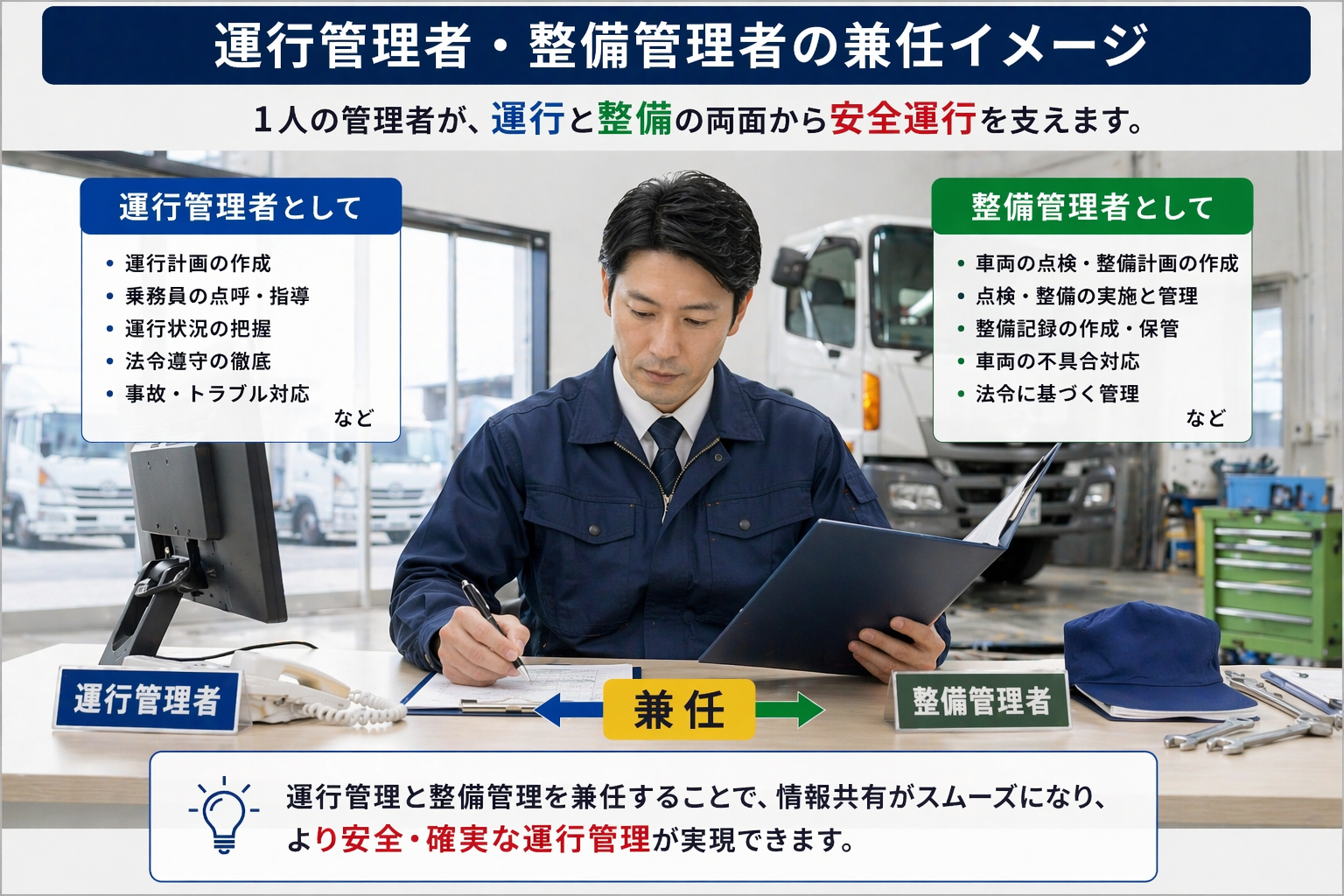 運行管理者と整備管理者を兼任できるケース