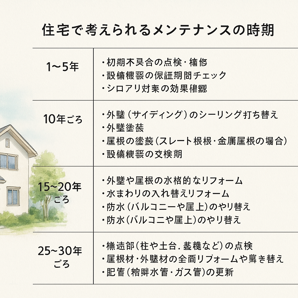 住宅で想定されるメンテナンスの時期を知っていますか？
