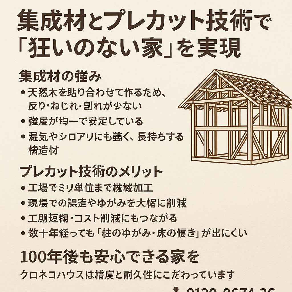 集成材とプレカット技術で狂いのない家造り