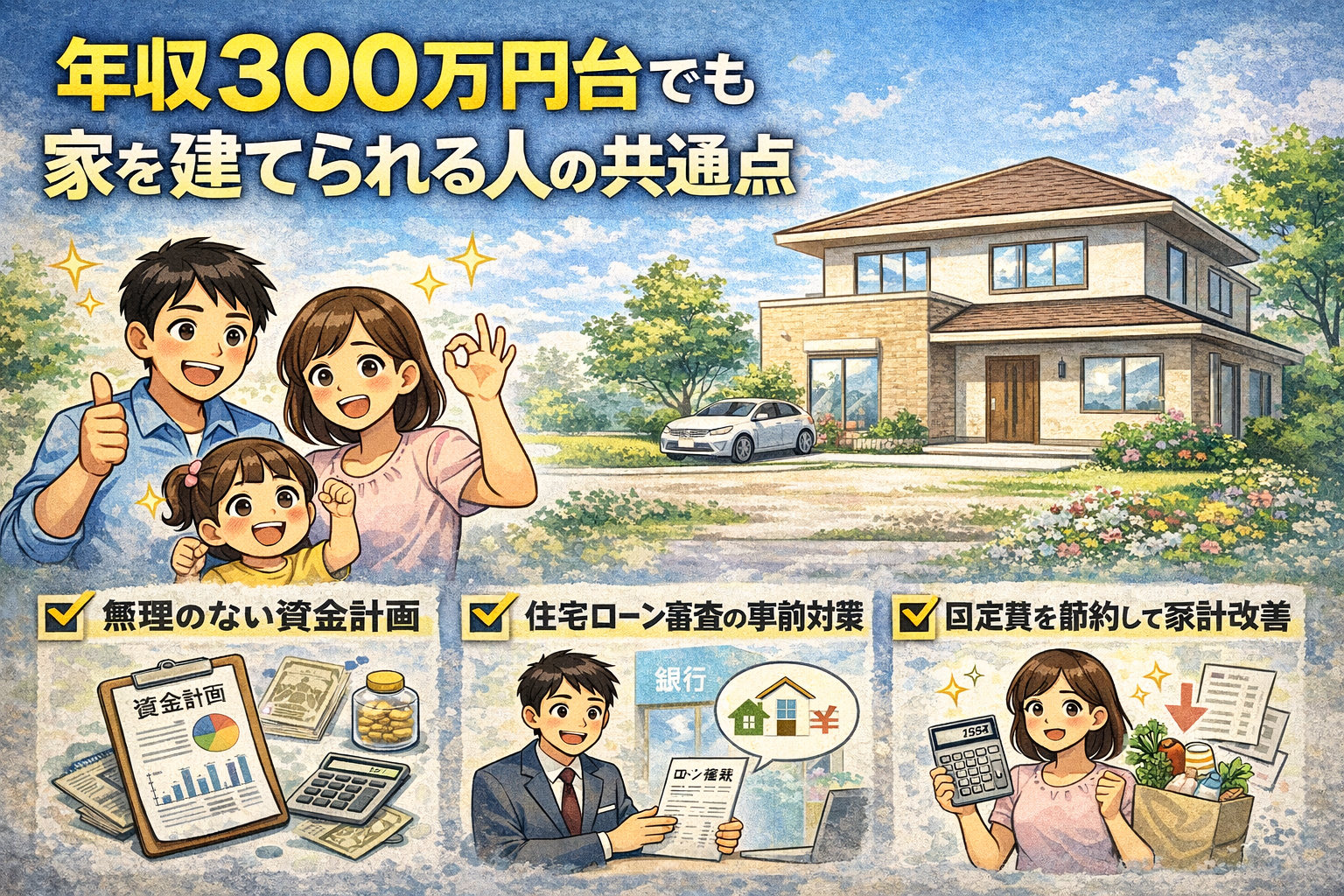 年収300万円台でも家を建てられる人の共通点