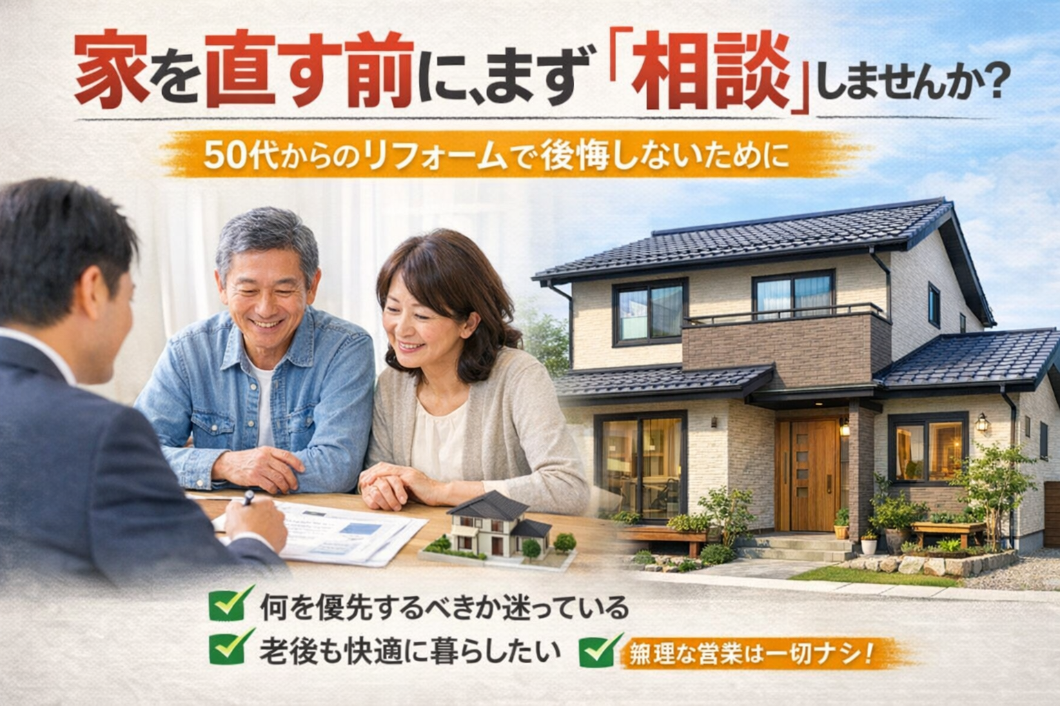 家を直す前に、まず「相談」しませんか？ 50代からのリフォームで失敗しないために大切なこと