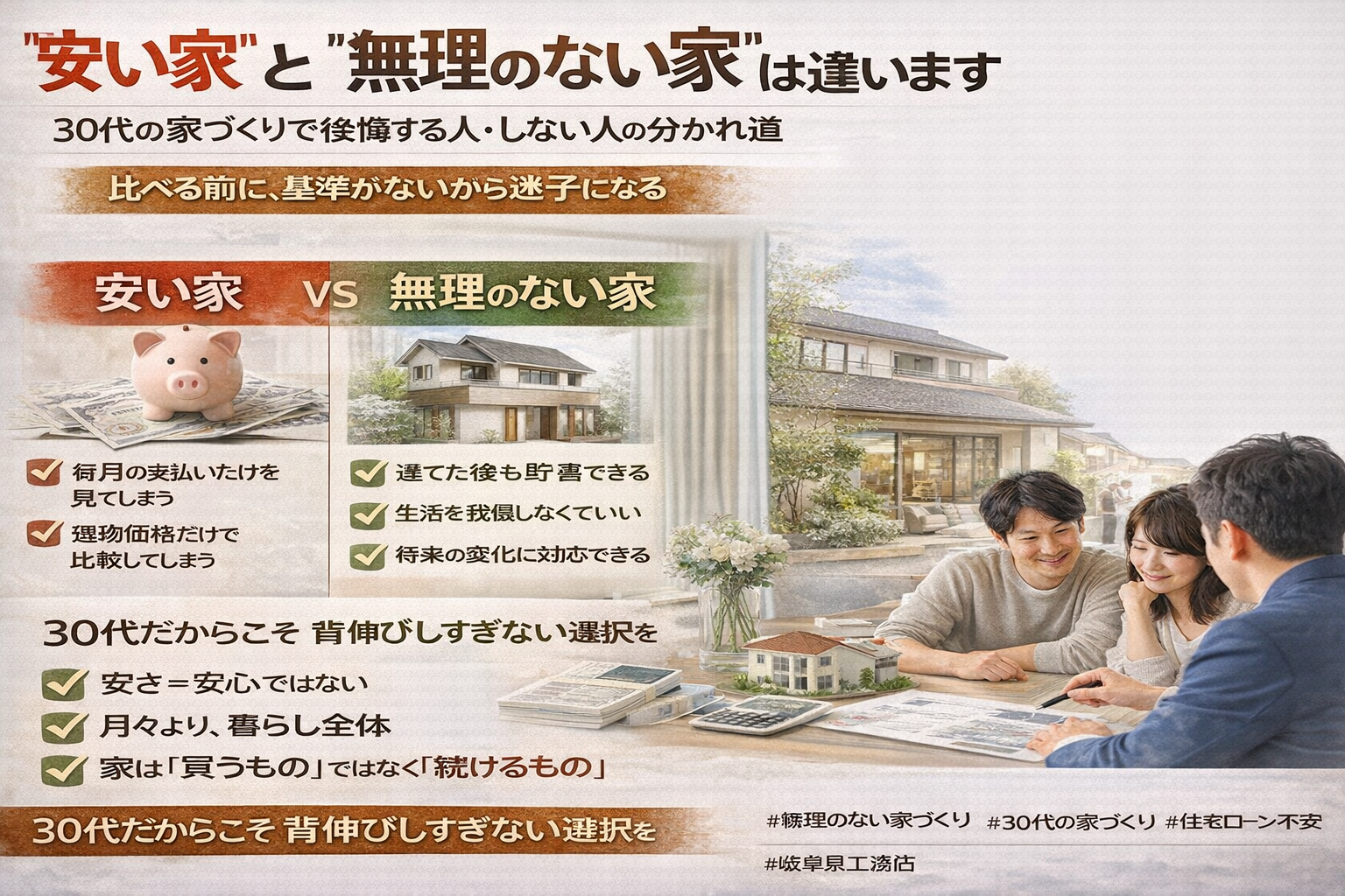 「安い家」と「無理のない家」は違います 30代の家づくりで後悔する人・しない人の分かれ道