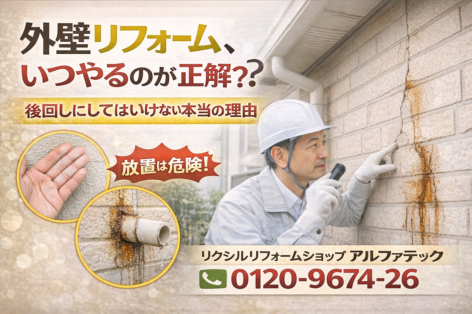 【外壁リフォーム、いつやるのが正解?】後回しにしてはいけない本当の理由 リクシルリフォームショップ アルファテック