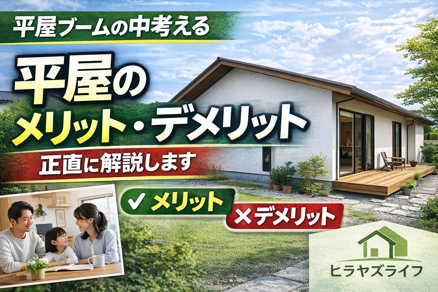 平屋ブームの中で考える 平屋のメリット・デメリットを正直に解説します