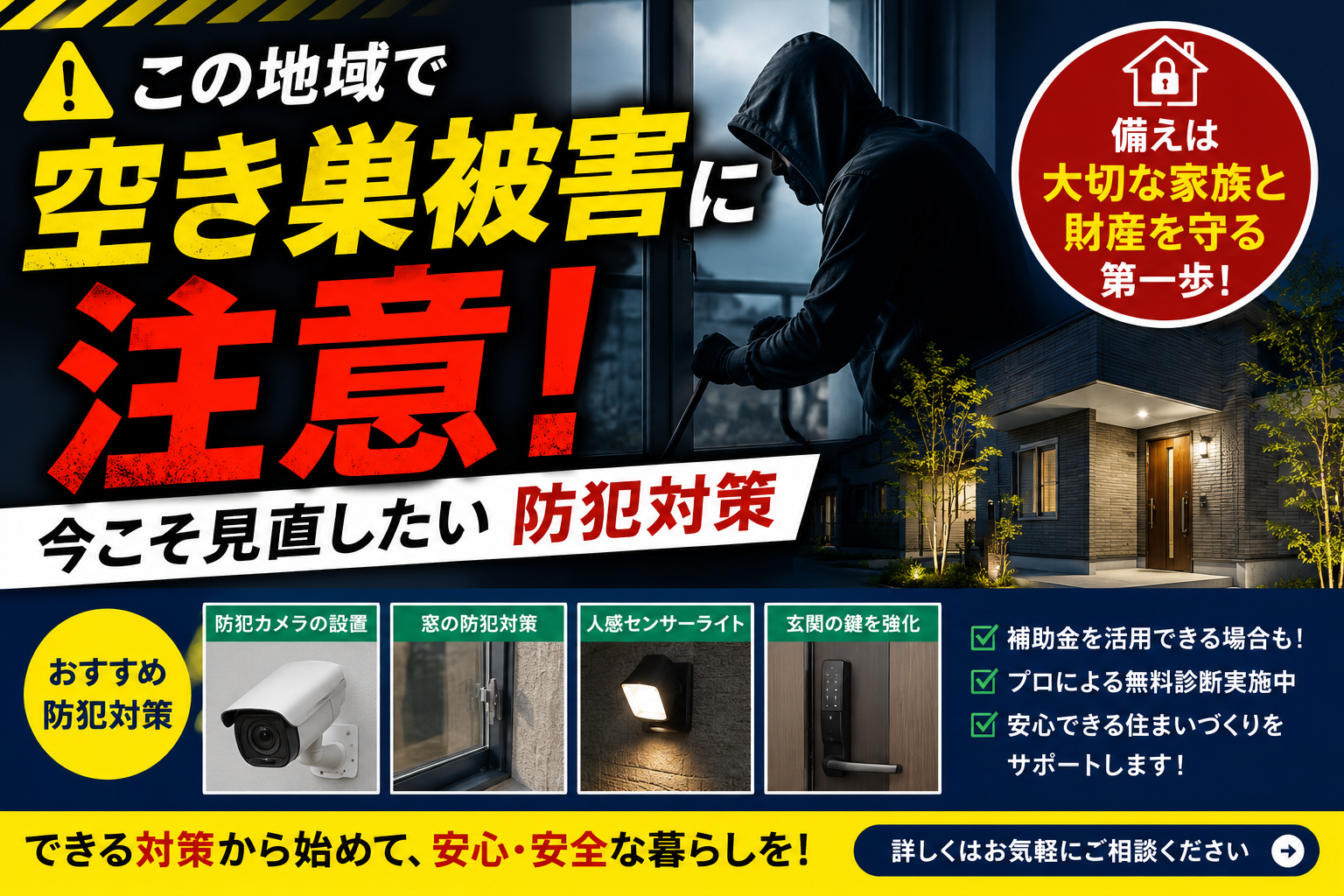 空き巣被害近隣で多発！