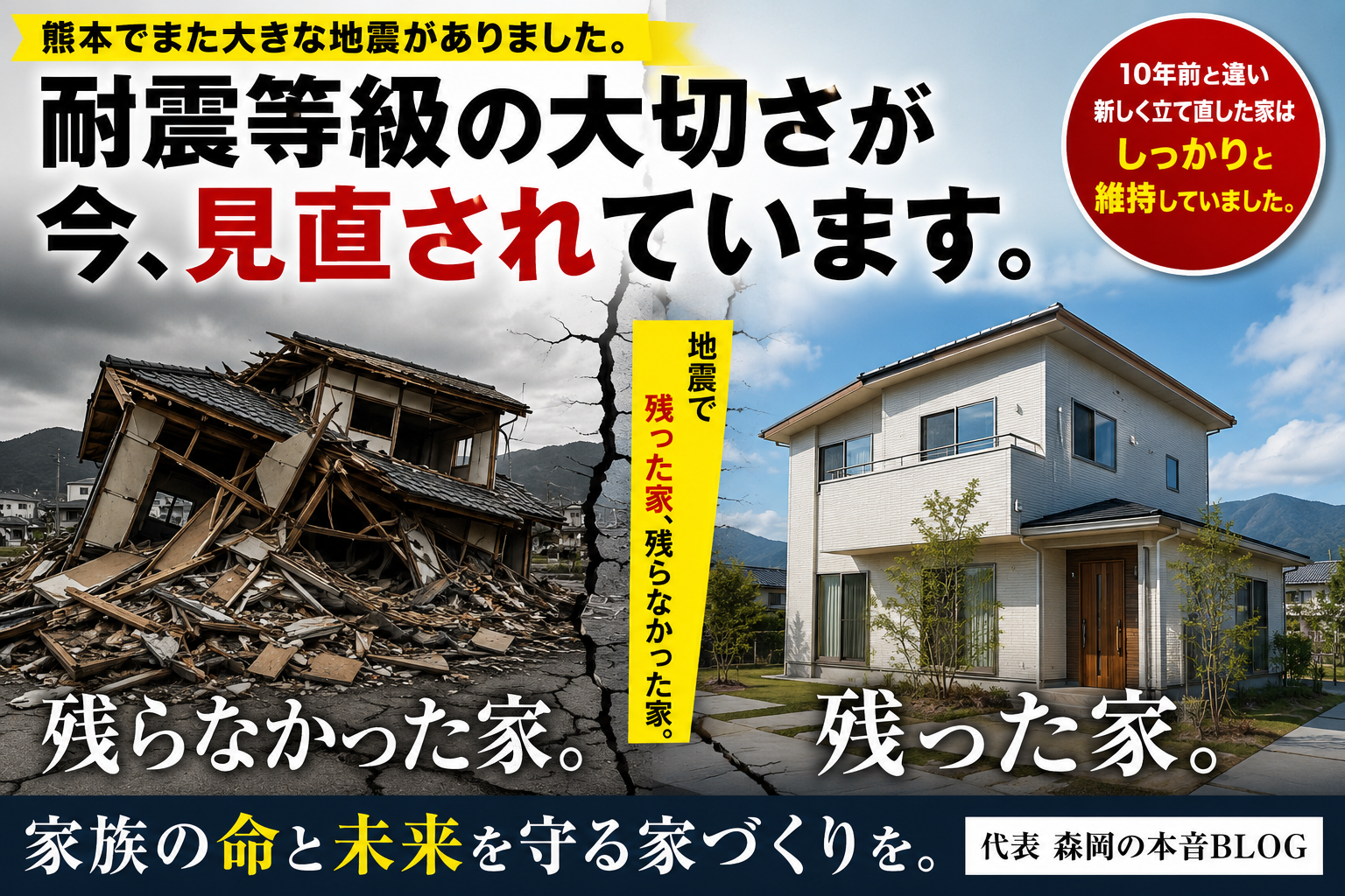 耐震等級の大切さが、今あらためて見直されています。