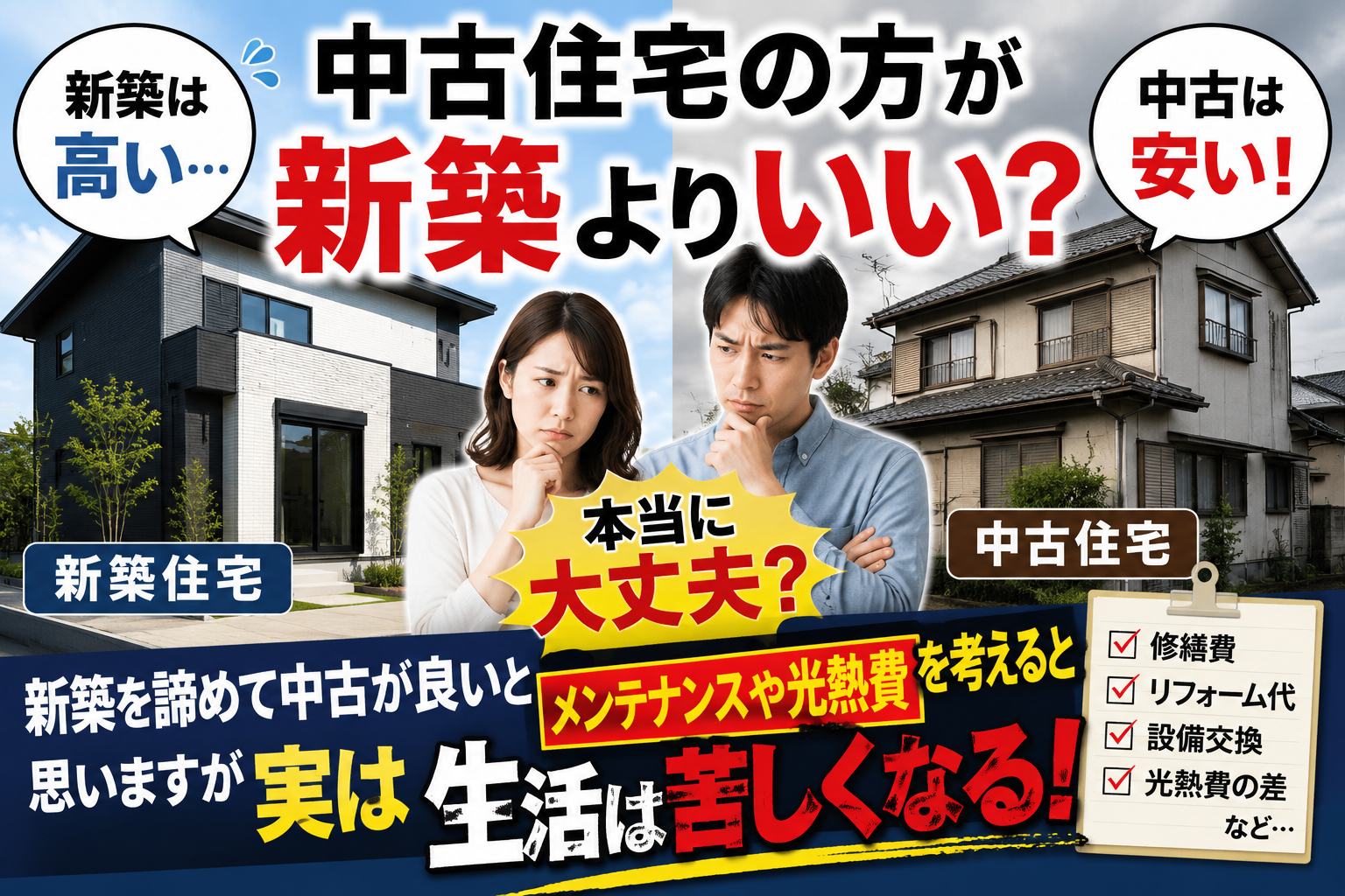 【新築は高いから中古住宅にする…本当にそれで大丈夫？】