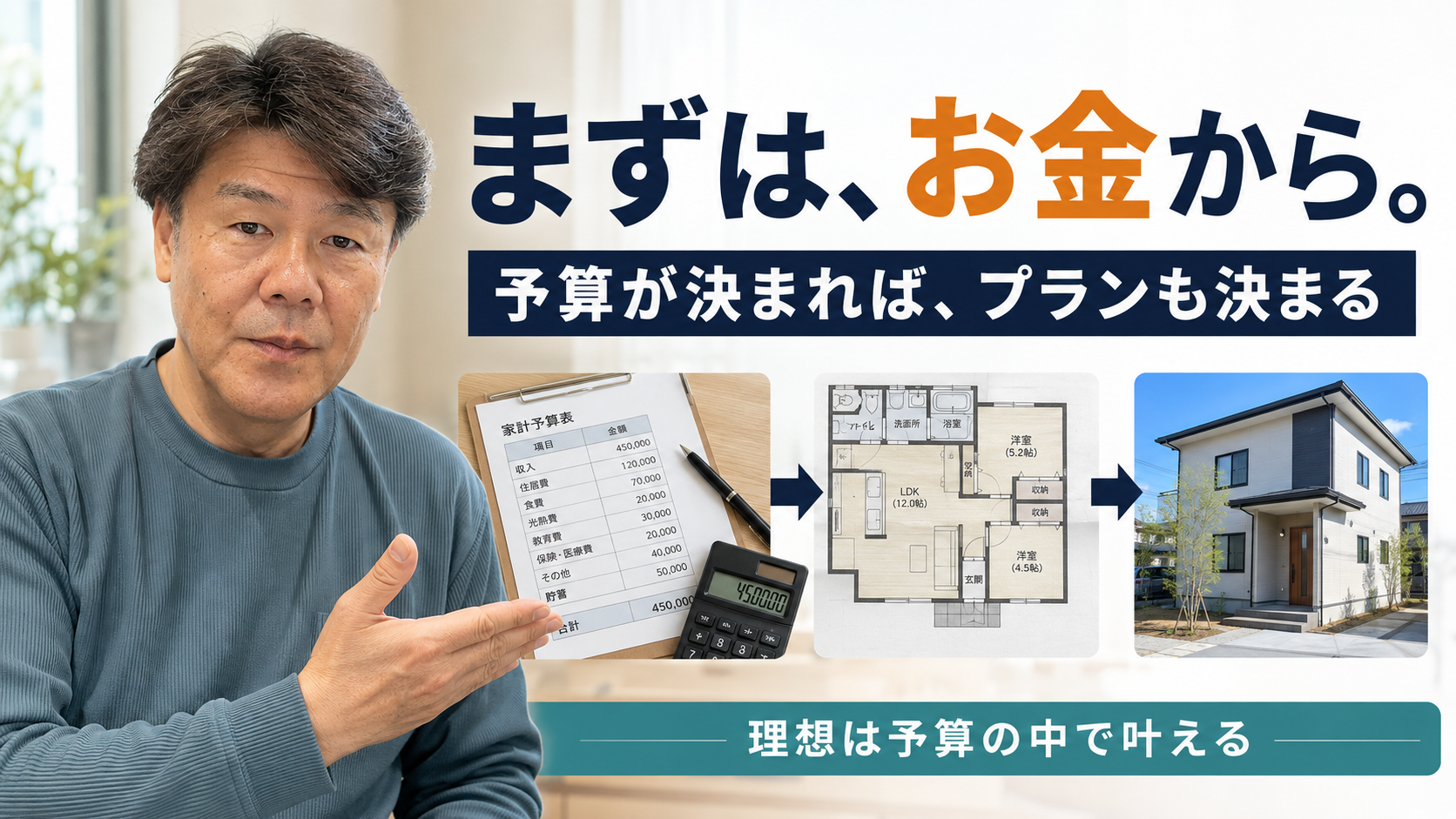 まずは、お金から。予算が決まれば家のプランも決まる
