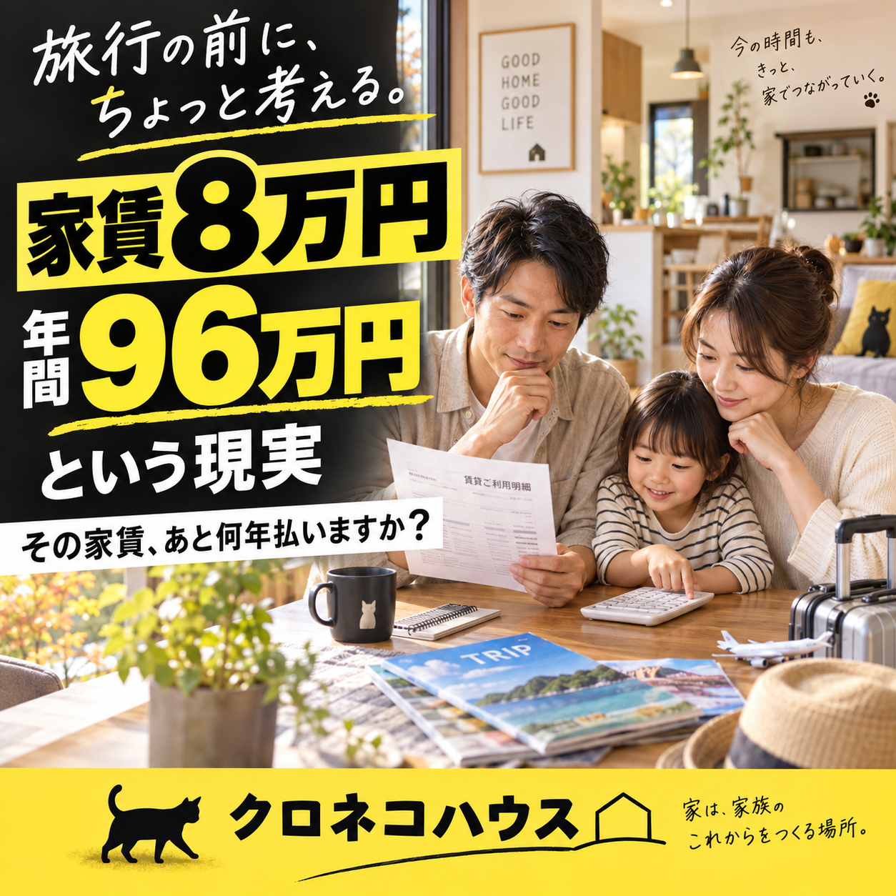 旅行より先に考えたい？家賃8万円なら年間96万円という現実