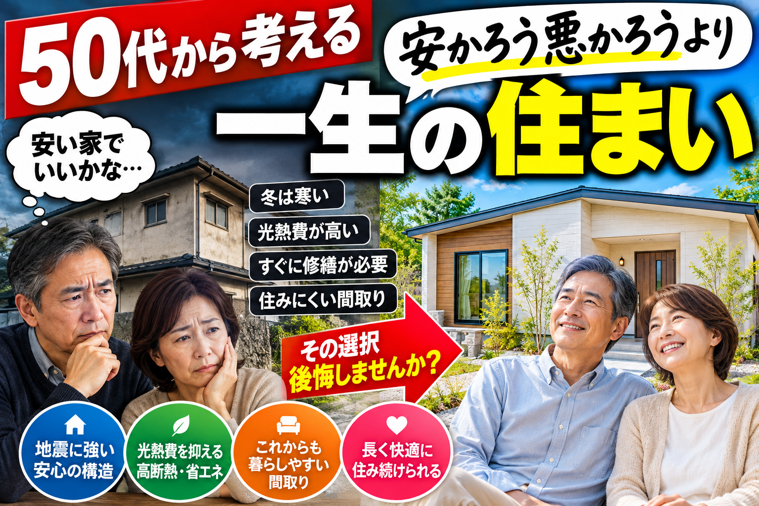 「もう50代だから安い家でいい」その考え、本当に正しいですか？ あと30年暮らす家。安さだけで選んで後悔しませんか？