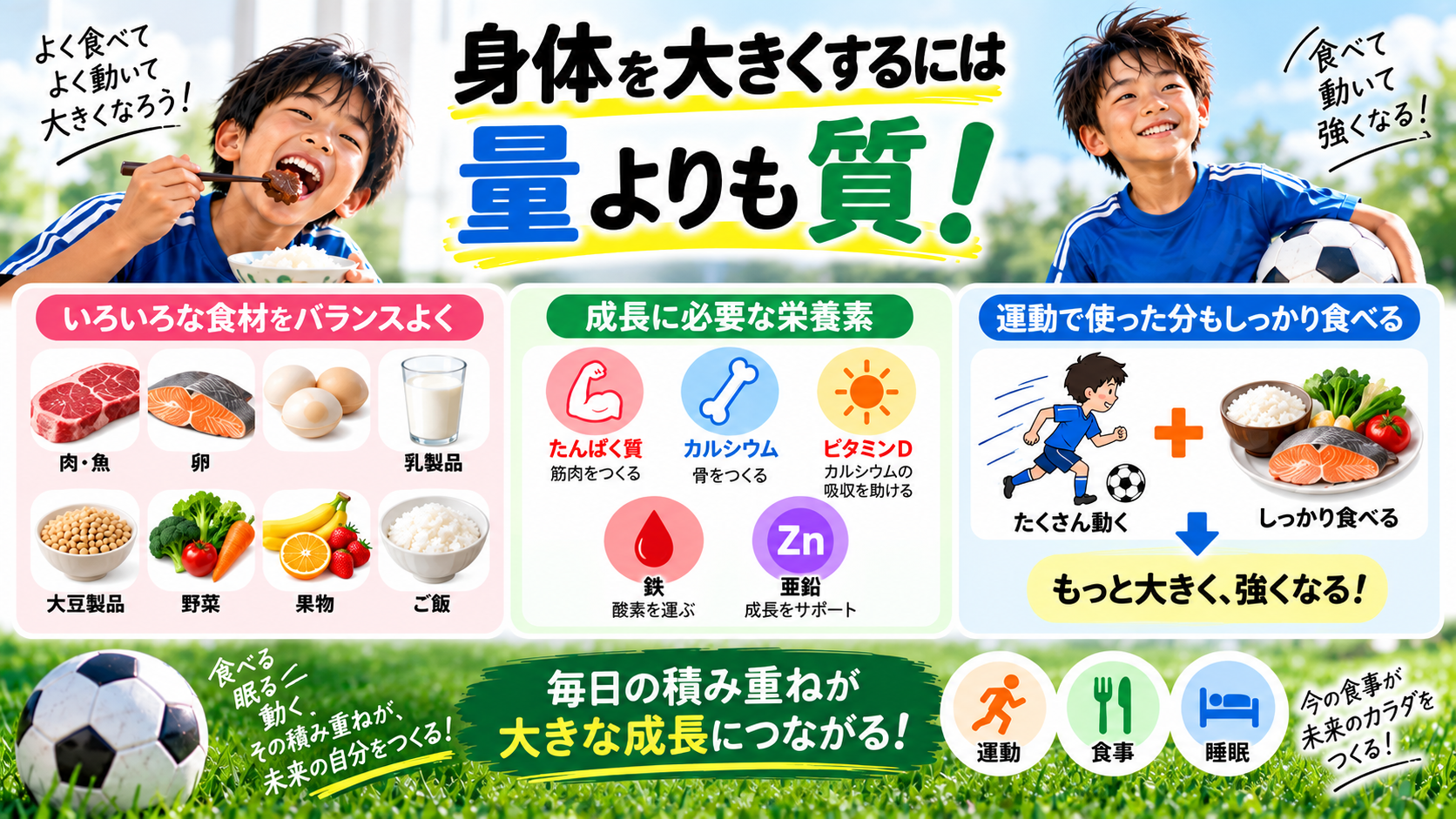 ● 身長を伸ばすために「たくさん食べる」だけでは足りない