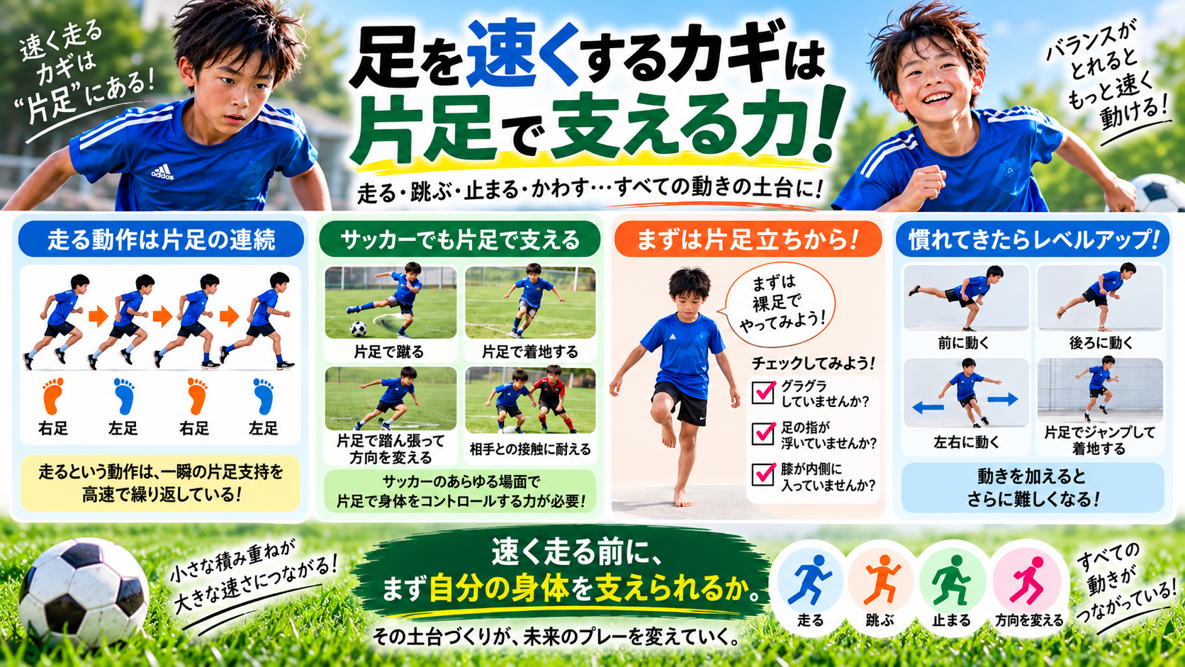 ●足が速くなるために「片足立ち」をやってみよう