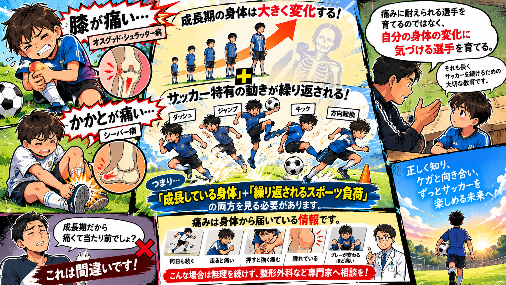 ● 身長が伸びる時期に「膝・かかと」が痛くなりやすい？