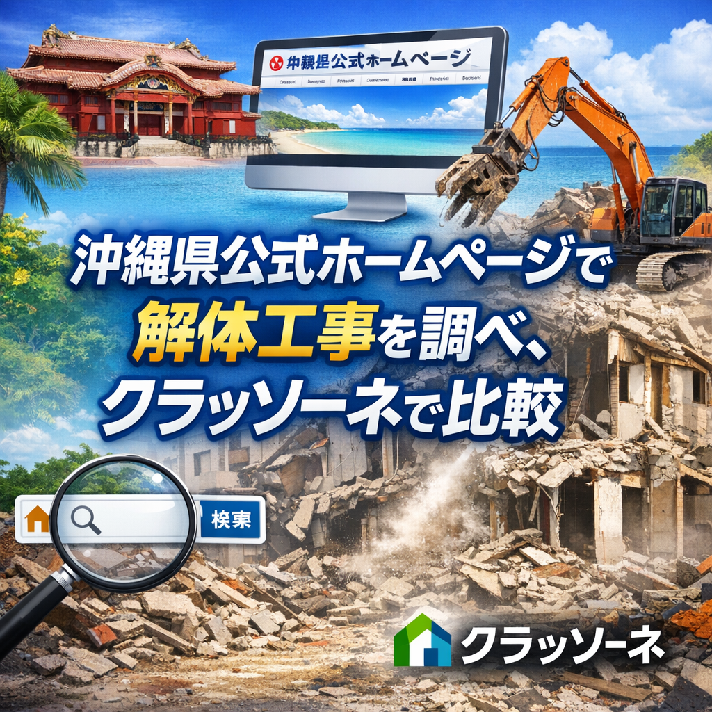 沖縄県公式ホームページで解体工事を調べ、クラッソーネで比較