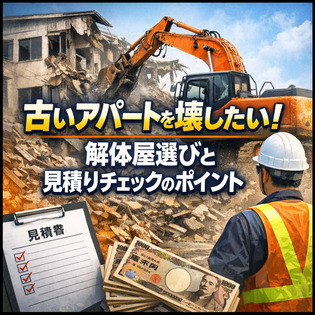 古いアパートを壊したい！解体屋選びと見積りチェックのポイント
