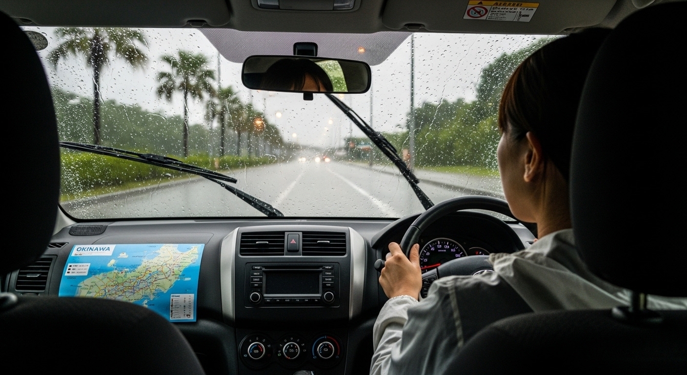  沖縄でマンスリーレンタカーを雨の日に運転する際の注意点と安全対策