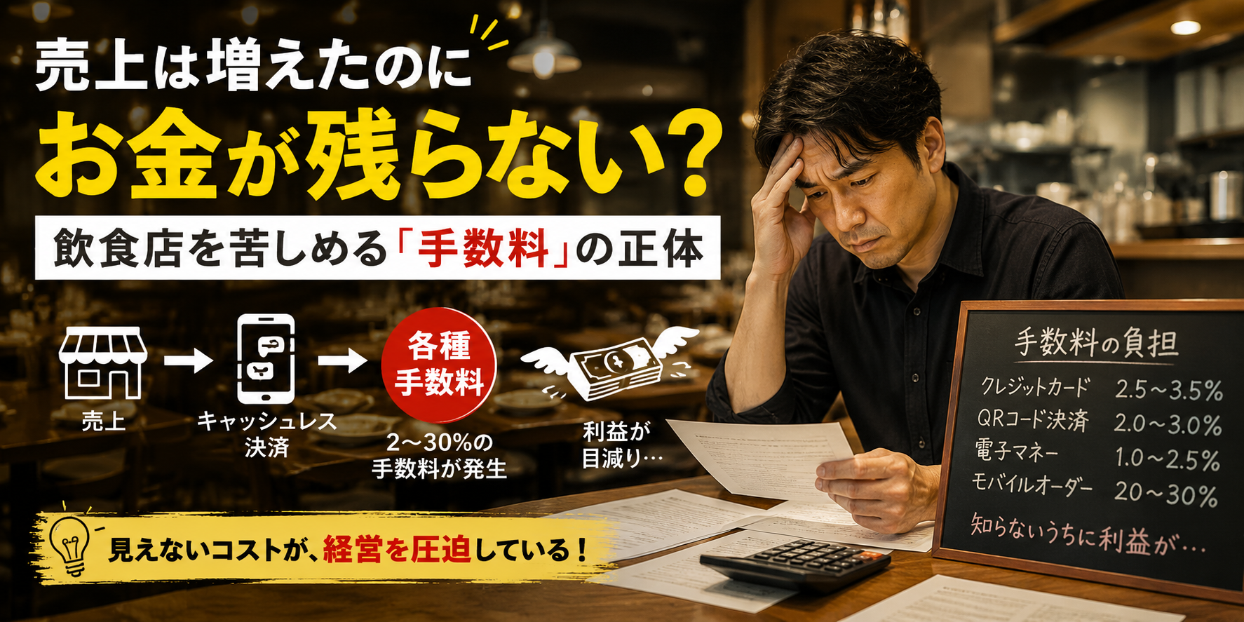 売上は増えたのにお金が残らない？飲食店を苦しめる「手数料」の正体
