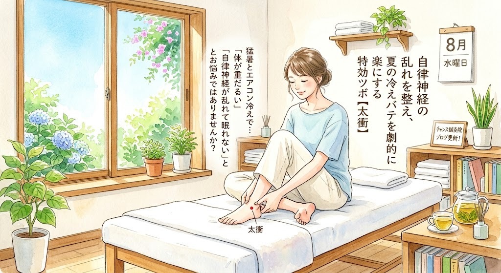 【エアコン冷え・寒暖差バテ】猛暑の8月を乗り切る！自律神経を整えて体を楽にする魔法のツボ