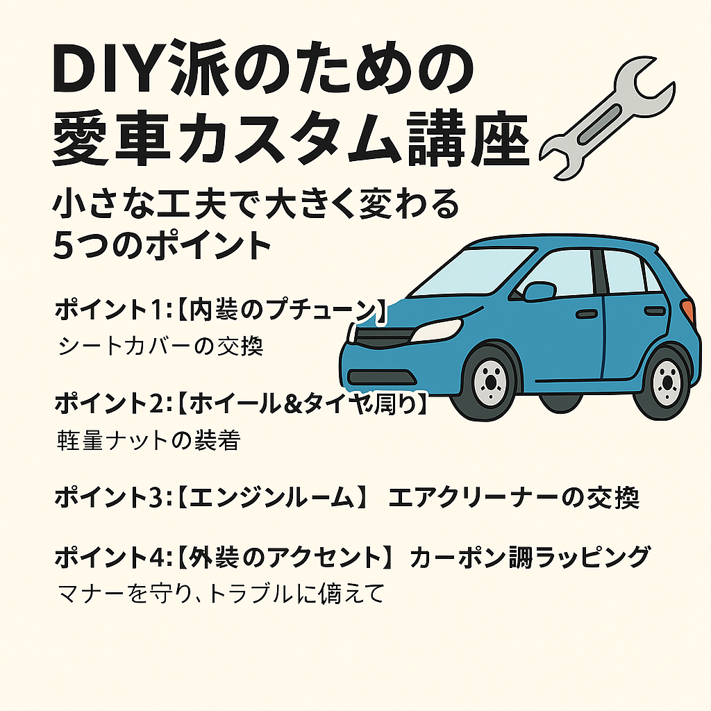 DIY派のための愛車カスタム講座:小さな工夫で大きく変わる5つのポイント