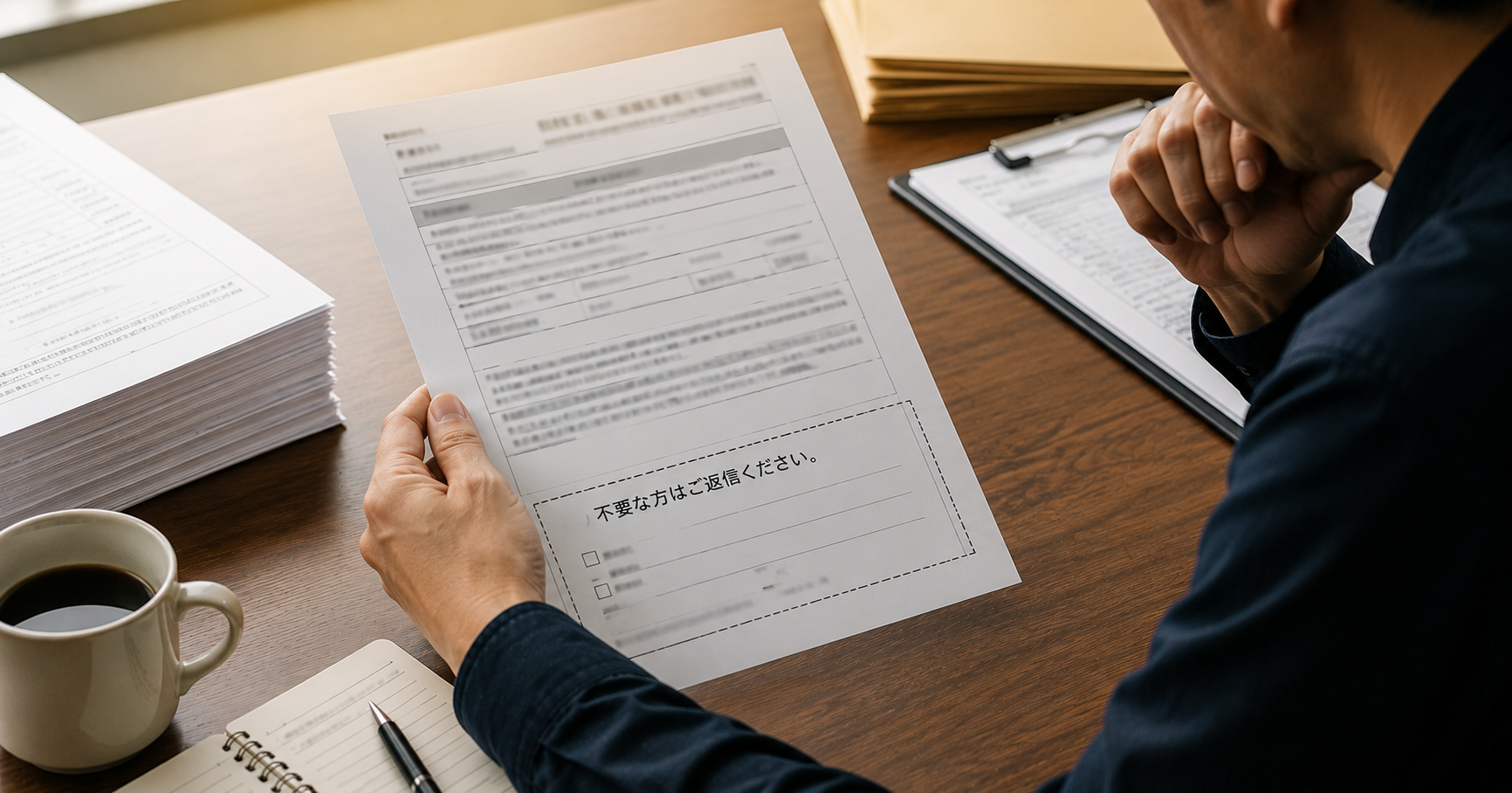A4用紙の1/4を占める「不要な方はご返信くださいの欄」は、本当に要りますか？