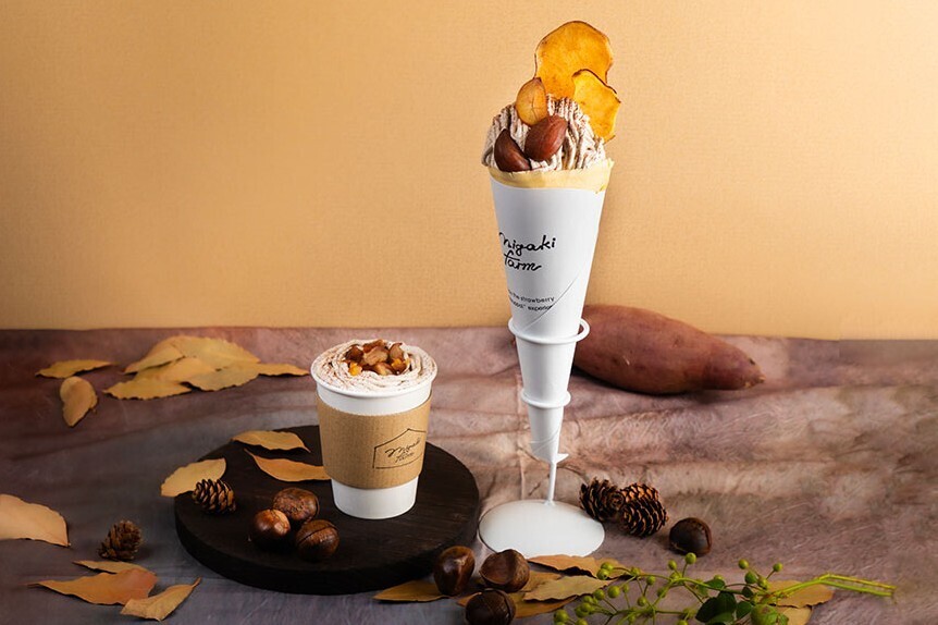 10/1(水)「MIGAKI FARM SHOP&CAFE 閖上店」秋の味覚を堪能する期間限定スイーツが登場！「お芋と栗のモンブランクレープ」「栗のミルクティー」新発売