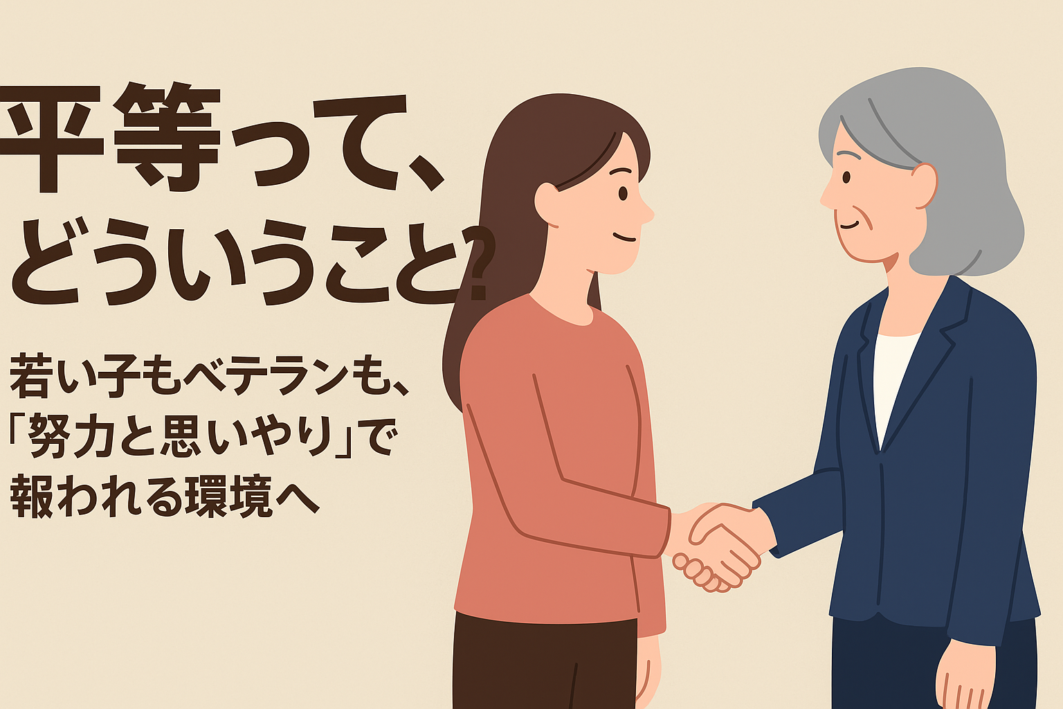 「平等って、どういうこと? ― 若い子もベテランも、“努力と思いやり”で報われる環境へ」