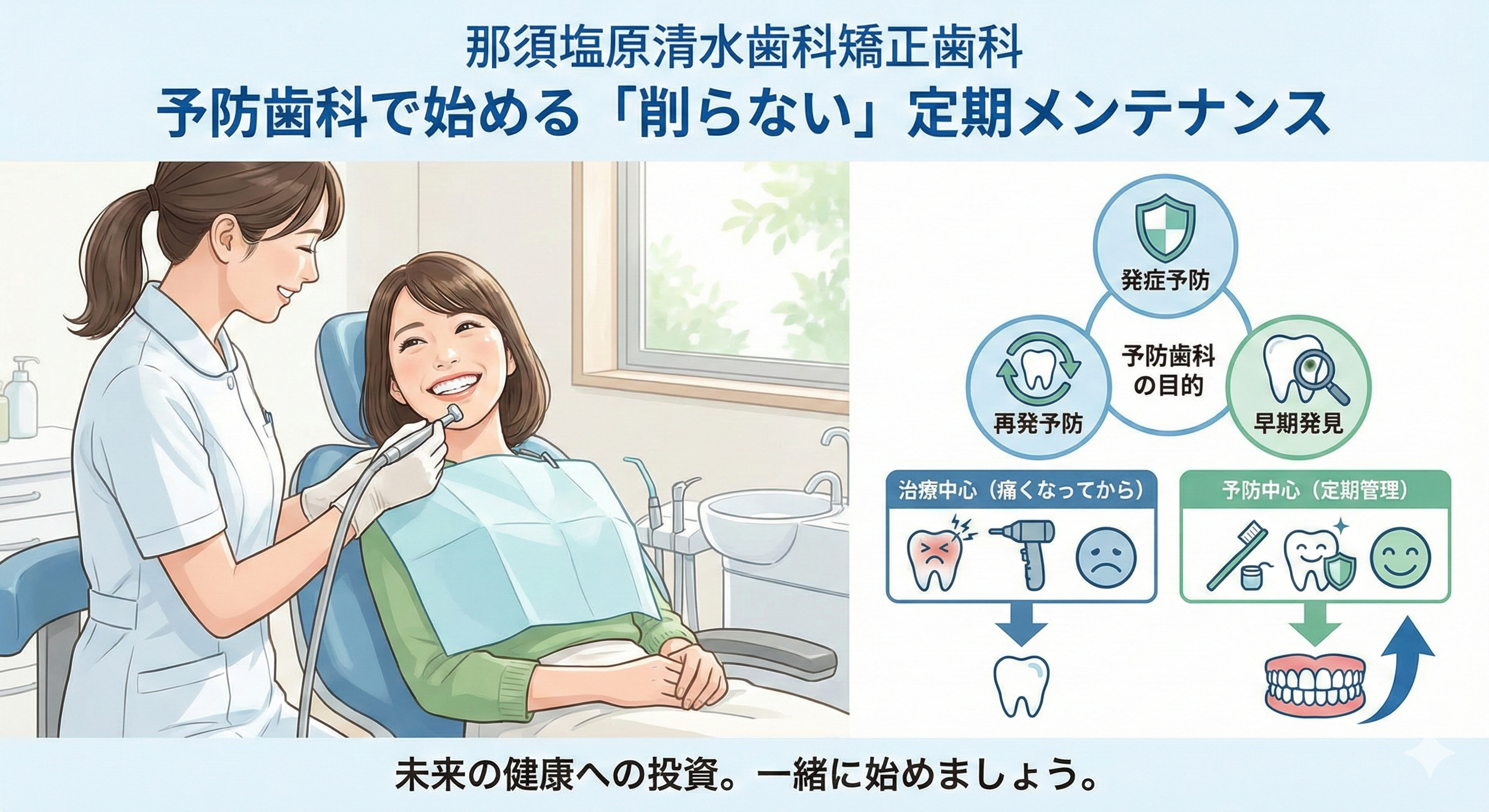 予防歯科｜那須塩原清水歯科矯正歯科で始める「削らない」定期メンテナンス