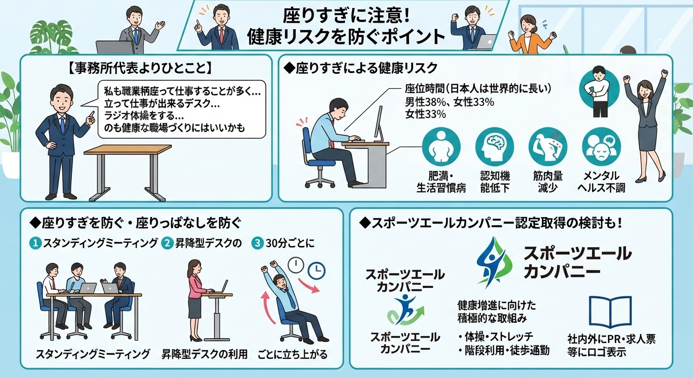 座りすぎに注意！　健康リスクを防ぐポイント