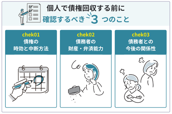 個人で債権回収する前に確認するべきこと3つ