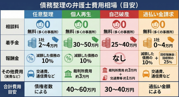 債務整理の弁護士費用相場目安