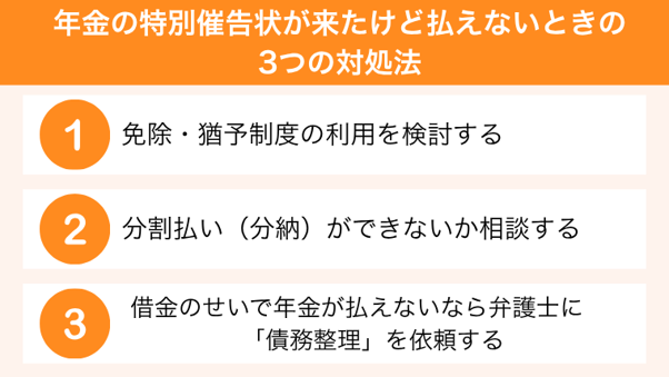 年金の特別催告状が来たけど払えないときの3つの対処法