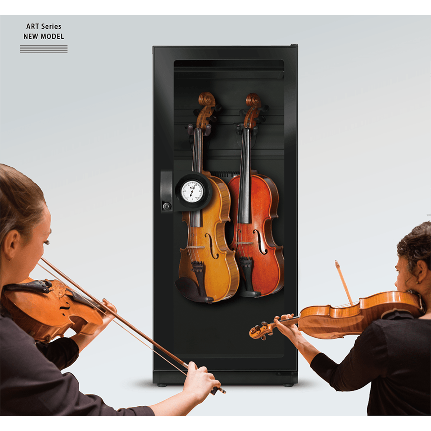 ART-126 中小提琴專用防潮箱，通過實踐大學音樂系實測，最適合保存中小提琴免受潮害。