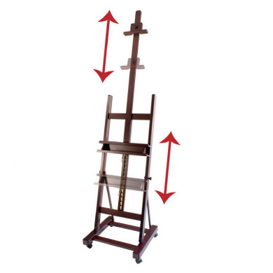 高さ調整可能なキャンバス受けとキャンバス押さえ