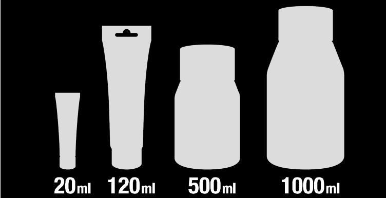 20ml、120ml、500ml、1000ml