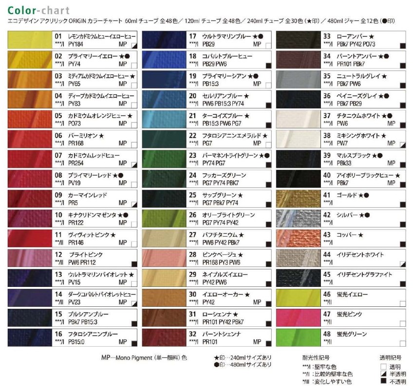 全48色のカラーチャート