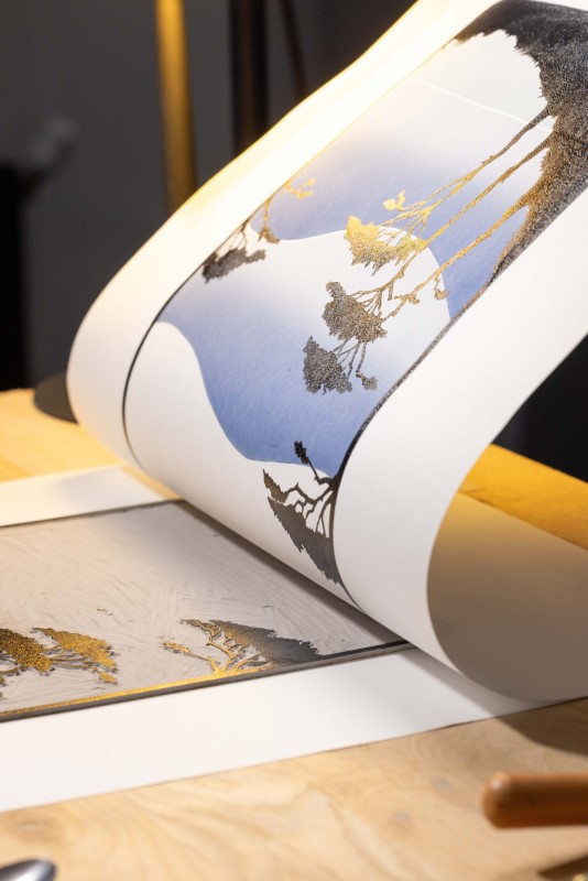 リノカットで作った版画作品1