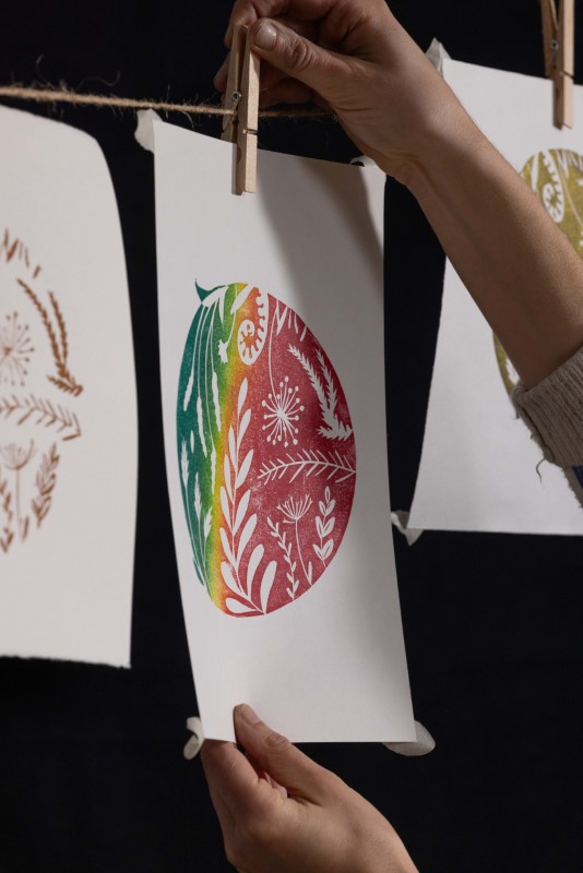 リノカットで作った版画作品2