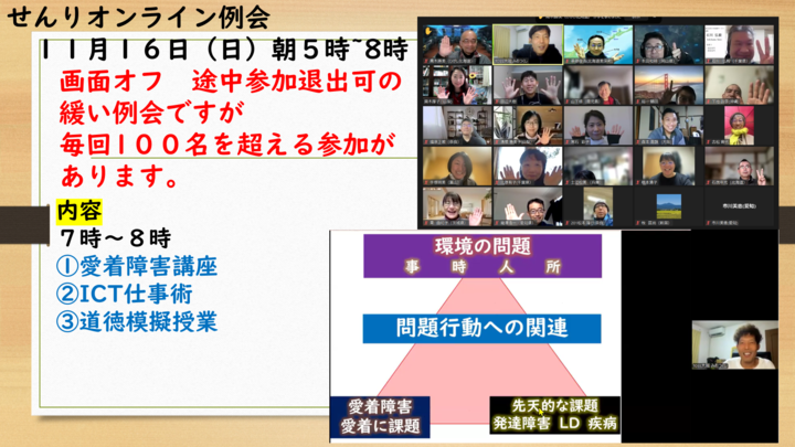 愛着障害・愛着形成について学ぶ　日曜　早朝の学習会　せんり例会11.16