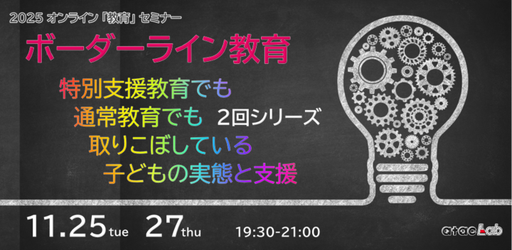 「ボーダーライン教育　- 特別支援教育でも通常教育でも取りこぼしている子どもの実態と支援 -」２回シリーズ