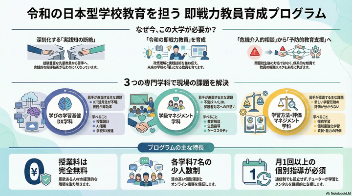 若い先生＆教員志望の方！せんせいのための学びの大学！困りごとに即対応！ UPDATE教育通信制大学 募集要項 ～ 令和の学校現場で即戦力となる教員を育成する実践プログラム～