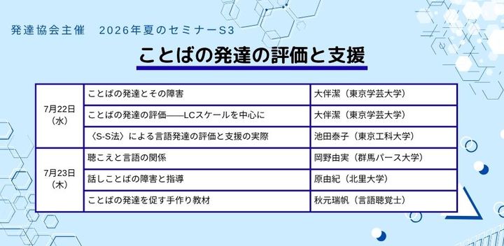 発達協会セミナー【S3 ことばの発達の評価と支援】