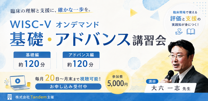 2学期の支援に活かすWISC-Ⅴ｜大六一志先生の4時間オンデマンド講座