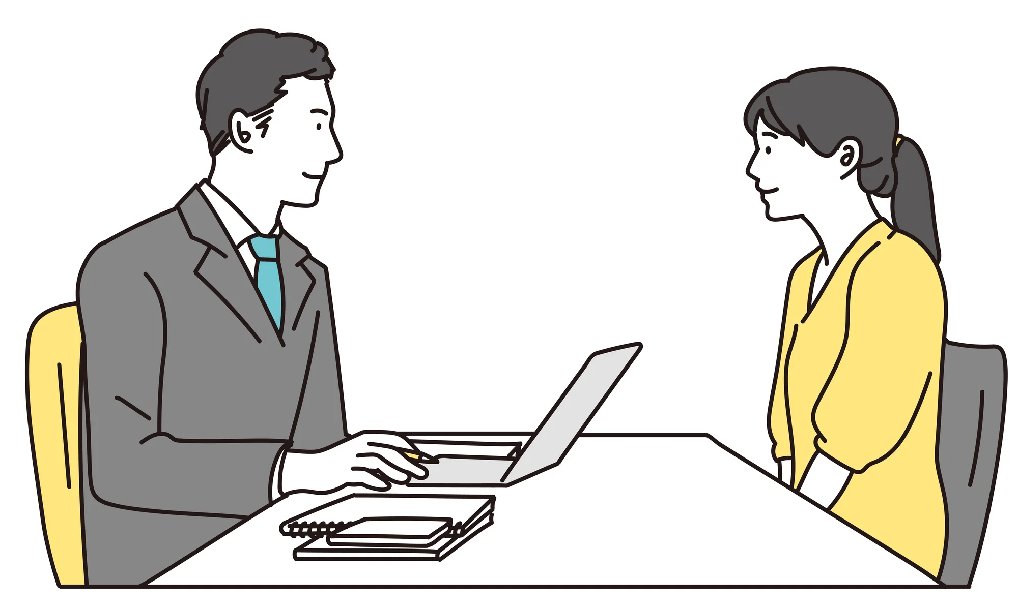 企業担当者とカジュアルに面談するイメージ