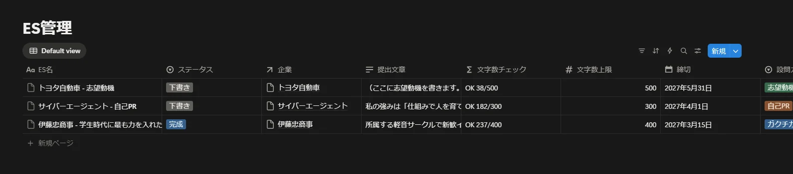 NotionES管理テンプレート